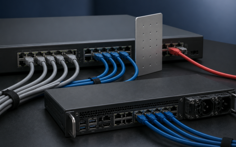 Enterprise virtualisation servers connected through a segmented network switch